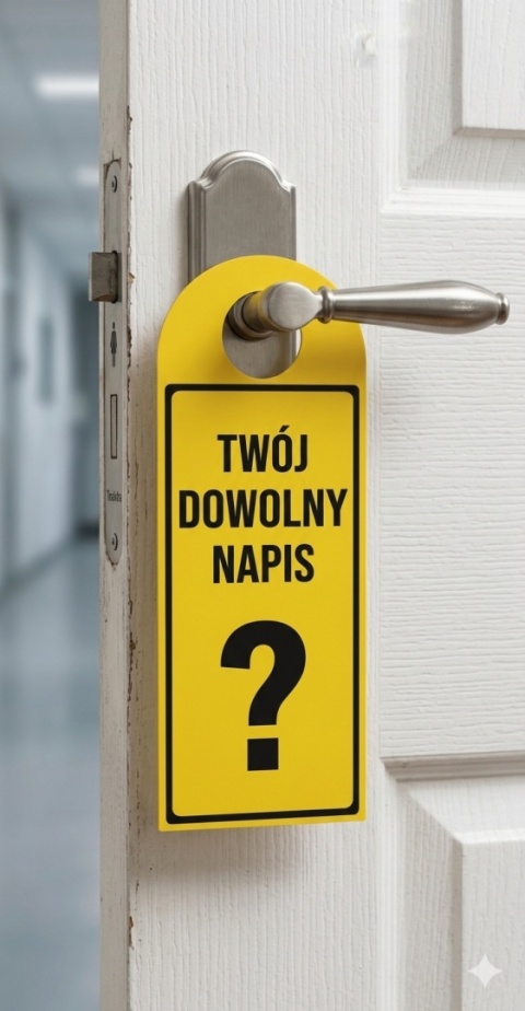 Śmieszna Zawieszka / Tabliczka na Klamkę z Twoim Napisem – Personalizowana (8x20 cm)