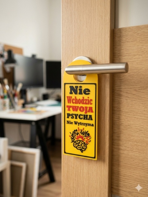 Śmieszna Zawieszka / Tabliczka na Klamkę z Twoim Napisem – Personalizowana (8x20 cm)